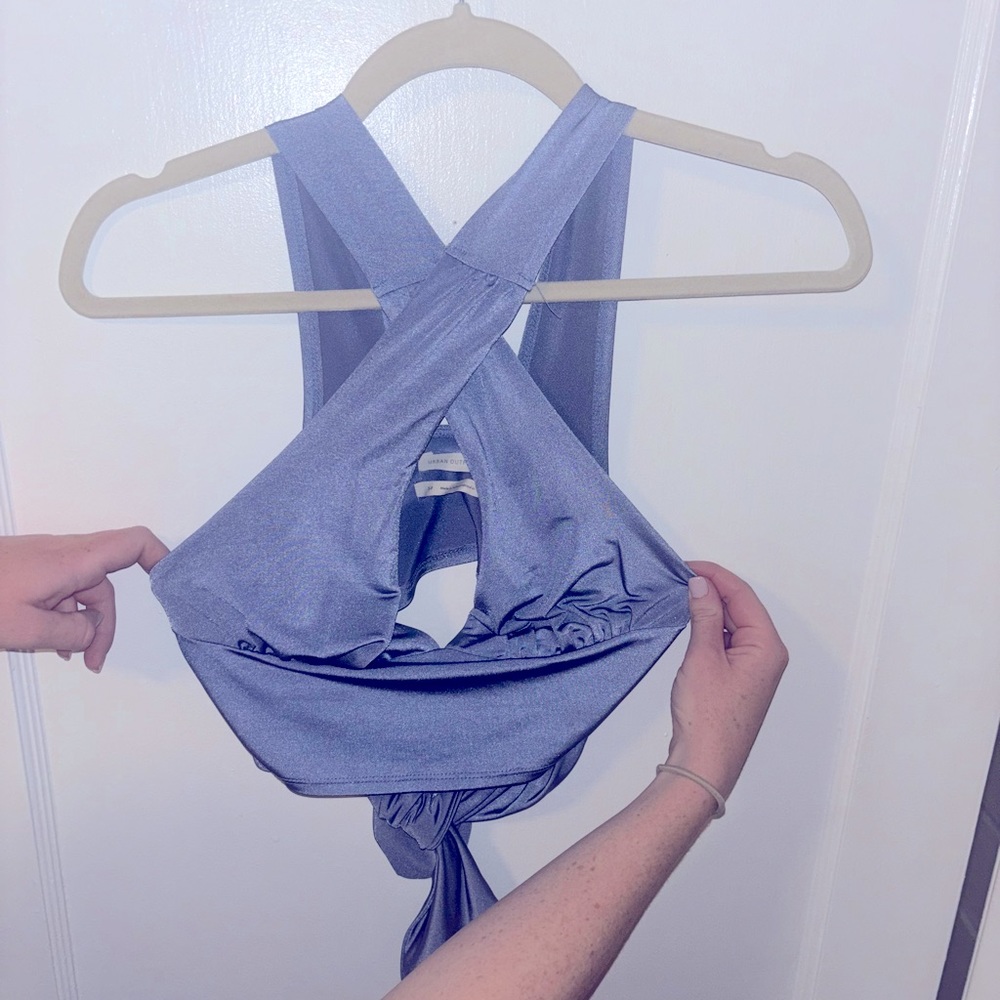 Urban outfitters blue halter crop top